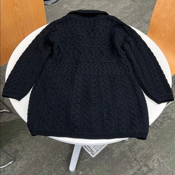 Aran Crafts made in Ireland 100% merino wool zippered woven Double Collar Coat L - Picture 4 of 5
